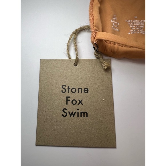 NWT Stone Fox Swim Piper Bikini Top, Sandstone Terry size XS Backless Halter - Picture 12 of 15
